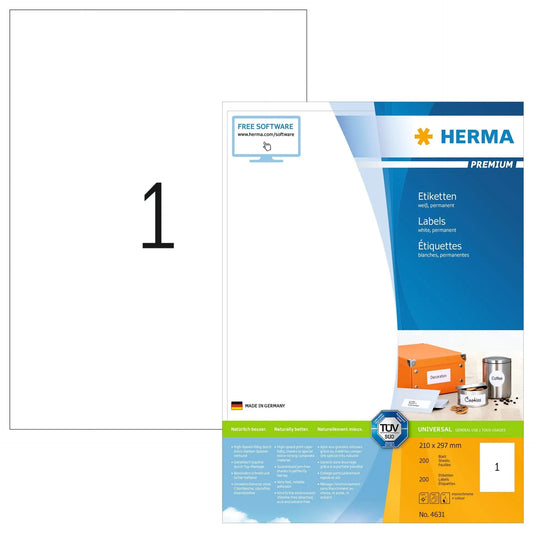 HERMA Universal-Etiketten 210x297mm 4631 weiss 200 St./200 Blatt Idealshop