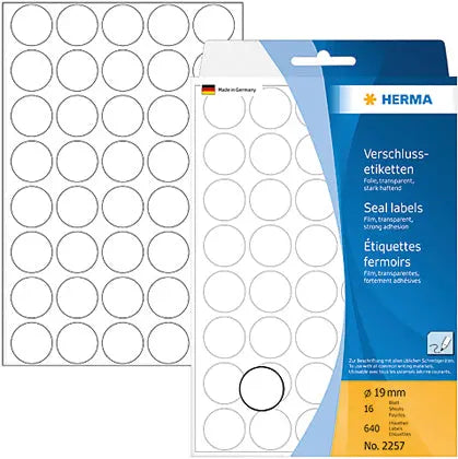 HERMA Verschlussetiketten 19mm 2257 transparent 640 Stück Idealshop