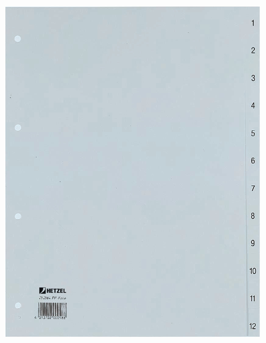 HETZEL Register PP A4 25256481 grau 1-12 Idealshop