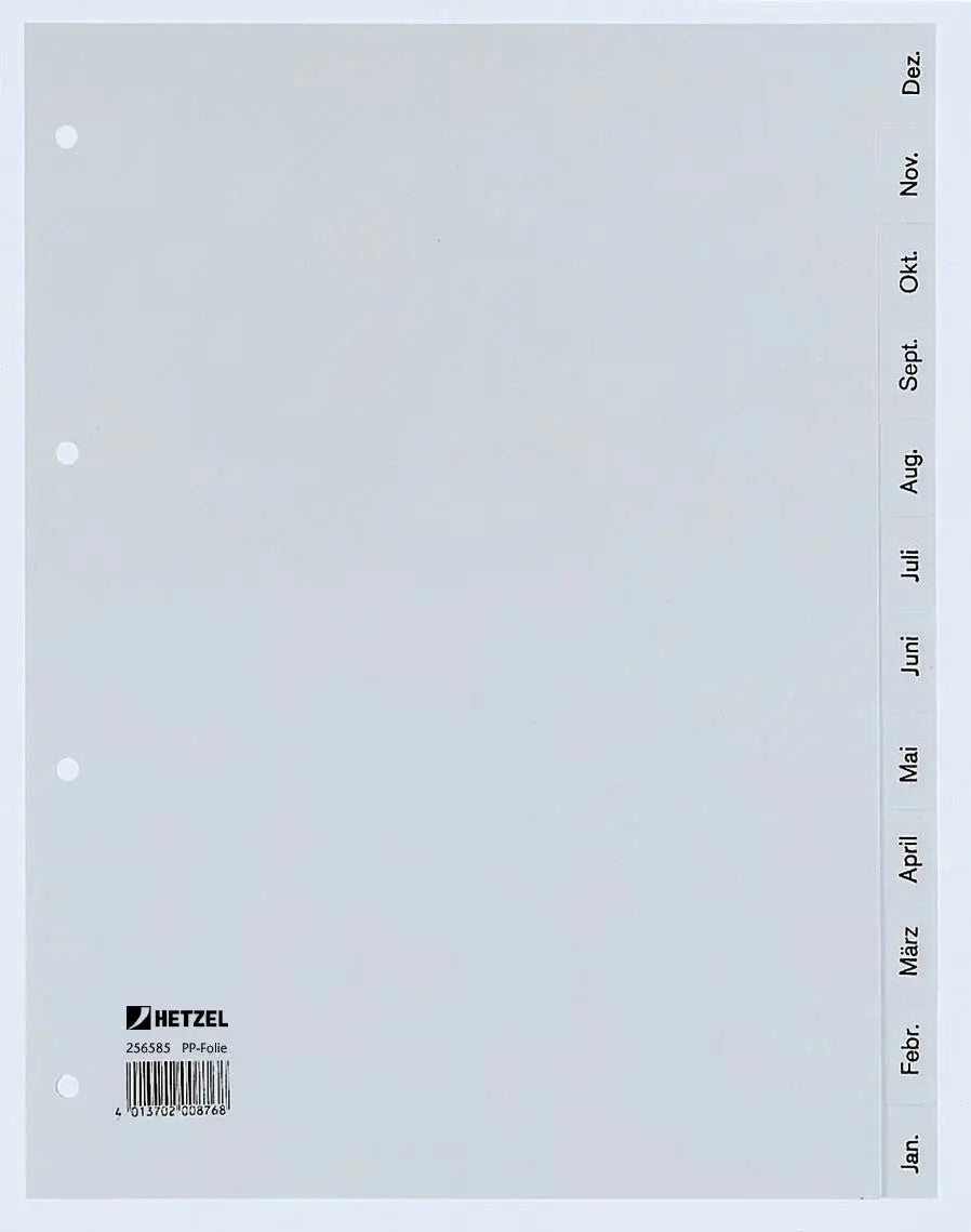HETZEL Register PP A4 25658581 grau Dez-Jan DE Idealshop