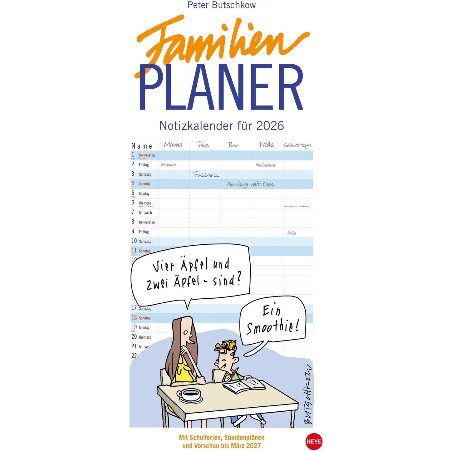 HEYE Familienplaner Butschkow 2026 1588+26 1M/1S DE 5 Spalten 21x45cm Idealshop