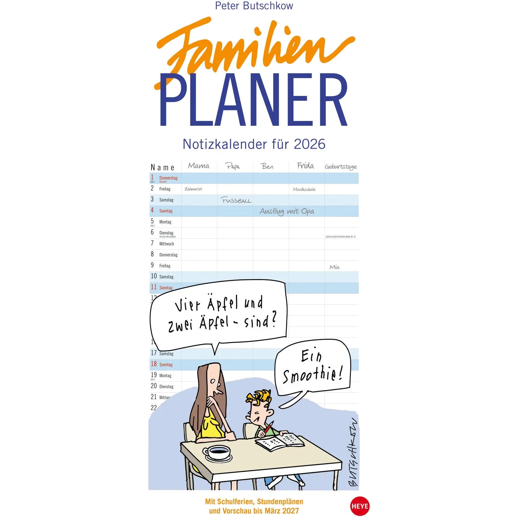 HEYE Familienplaner Butschkow 2026 1588+26 1M/1S DE 5 Spalten 21x45cm Idealshop