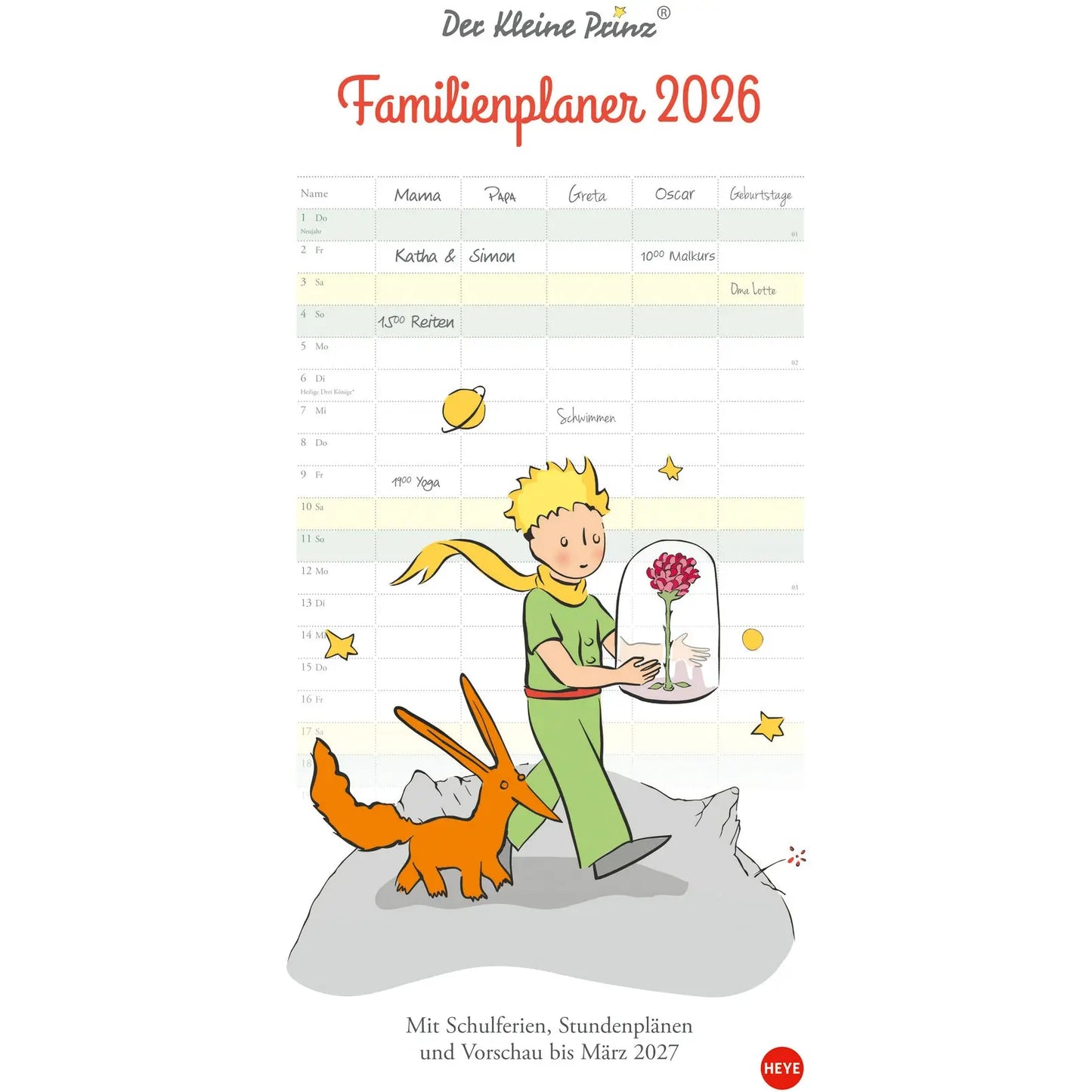 HEYE Familienplaner Kl. Prinz 2026 22740+26 1M/1S DE 5 Spalten 21x45cm Idealshop