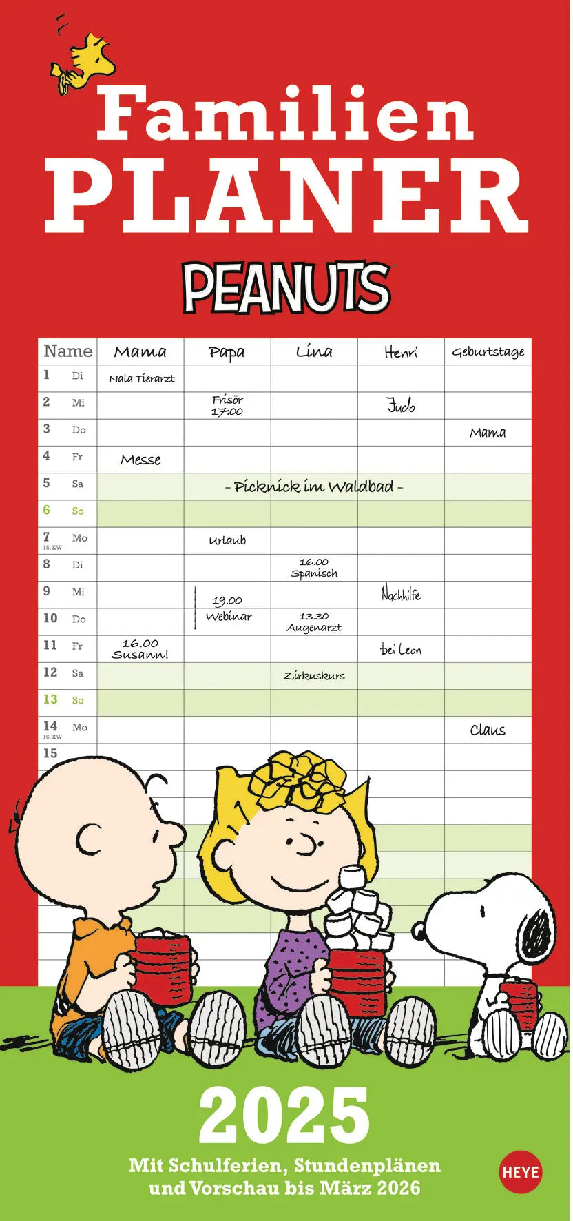 HEYE      Familienplaner Peanuts    2025 Idealshop