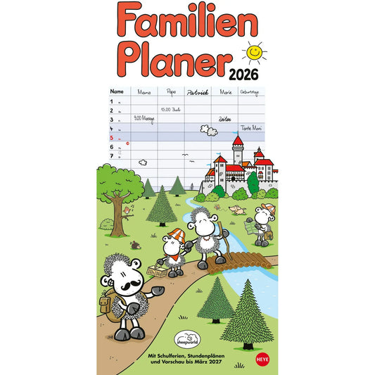 HEYE Familienplaner Sheepworld 2026 22343+26 1M/1S DE 5 Spalten 21x45cm Idealshop