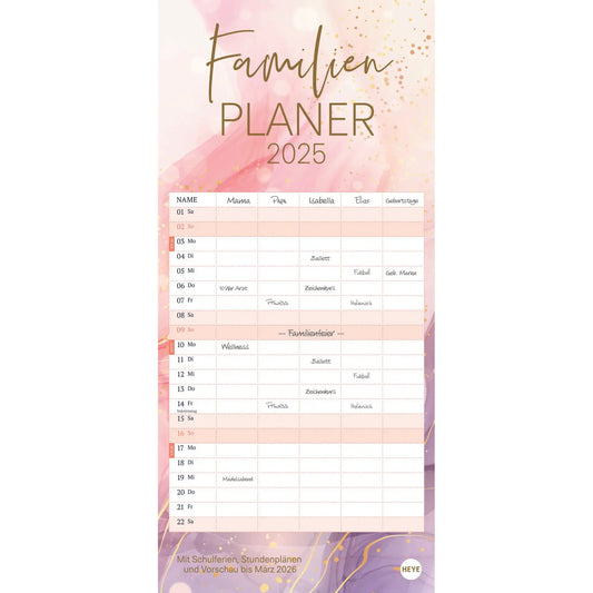 HEYE      Familienplaner Watercolor 2025 Idealshop