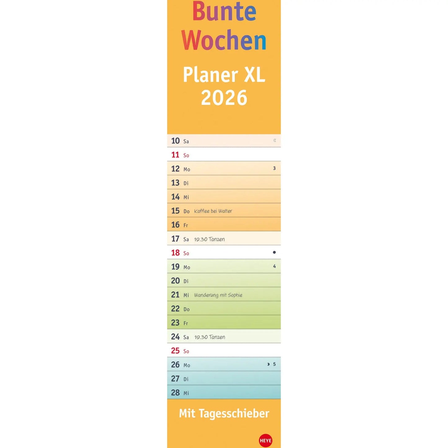 HEYE Monatsplaner Bunte Wochen 2026 23471+26 1M/1S DE 16x69.5cm Idealshop