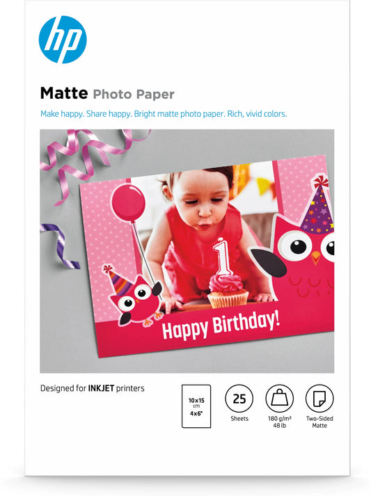 HP HP Matte Photo Paper 10x15cm 7HF70A InkJet, 180g 25 Blatt Idealshop