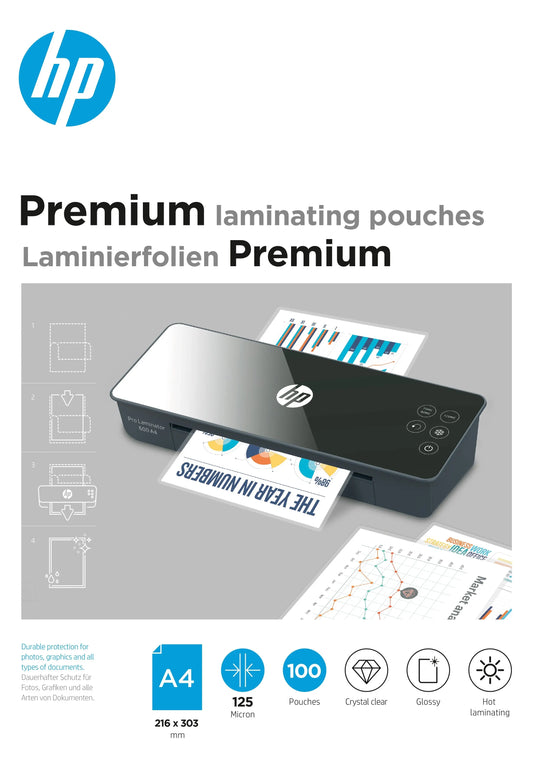 HP Laminiertaschen 9124 Premium, A4, 125 Mic Idealshop