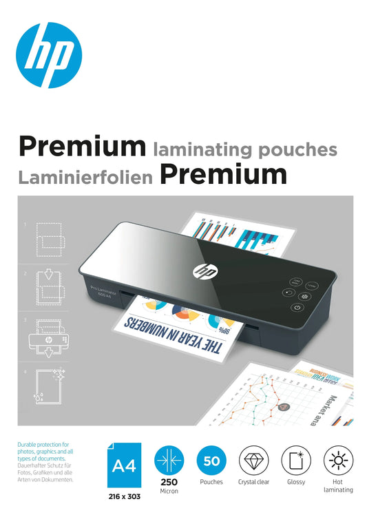 HP Laminiertaschen 9125 Premium, A4, 250 Mic Idealshop