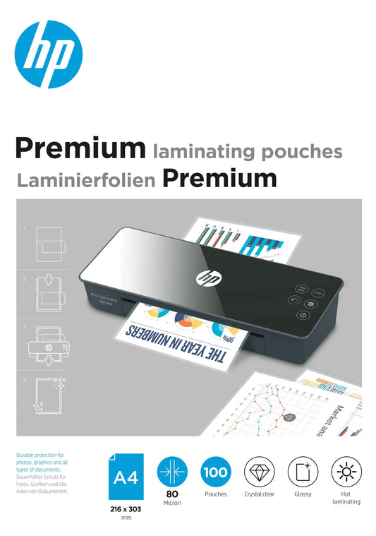 HP Laminiertaschen Premium 9123 A4, 80 Mic Idealshop