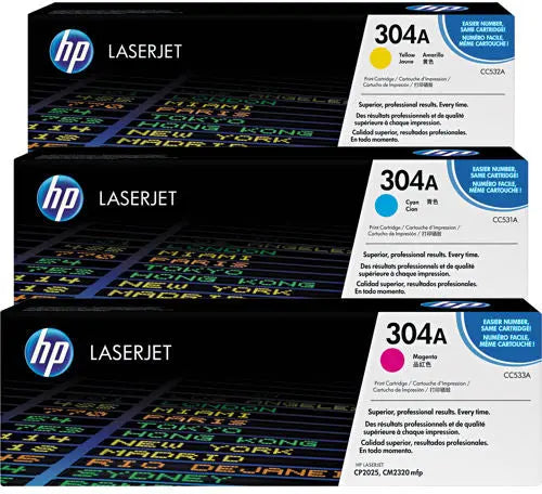 HP Toner Tri-Pack 304A CMY CF372AM Color LaserJet CP2025 2800 S. Idealshop