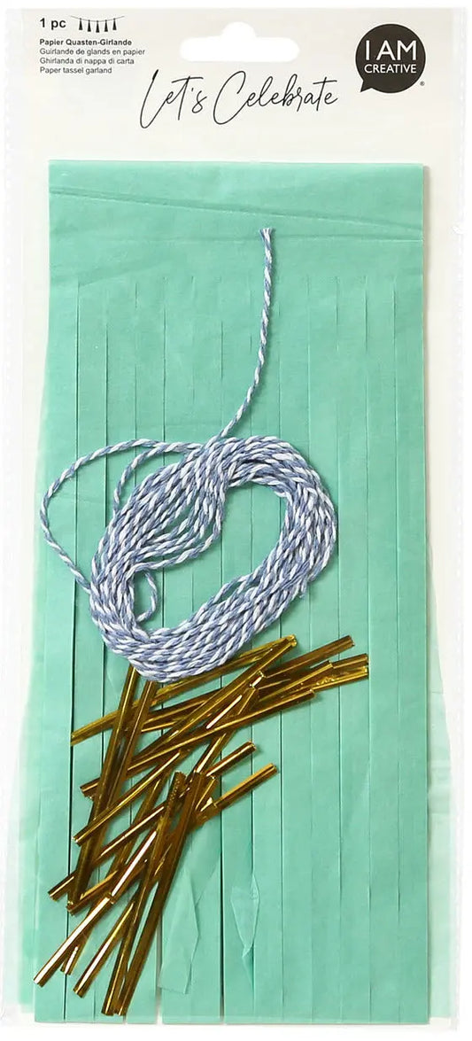 I AM CREA Papier Quasten-Girlande, mint Idealshop