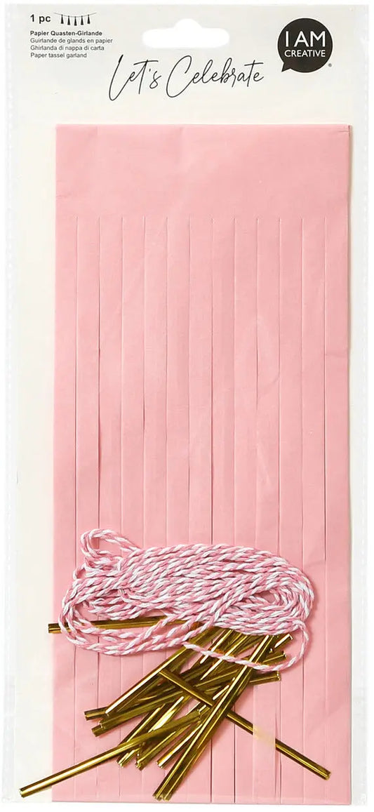 I AM CREA Papier Quasten-Girlande, rosa Idealshop