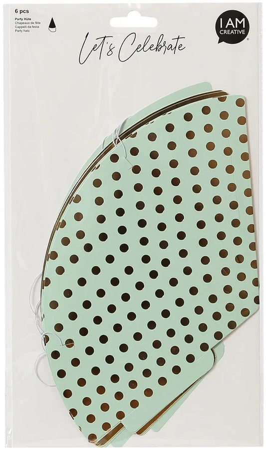 I AM CREA Party Hüte, mint,gold,16cm Idealshop
