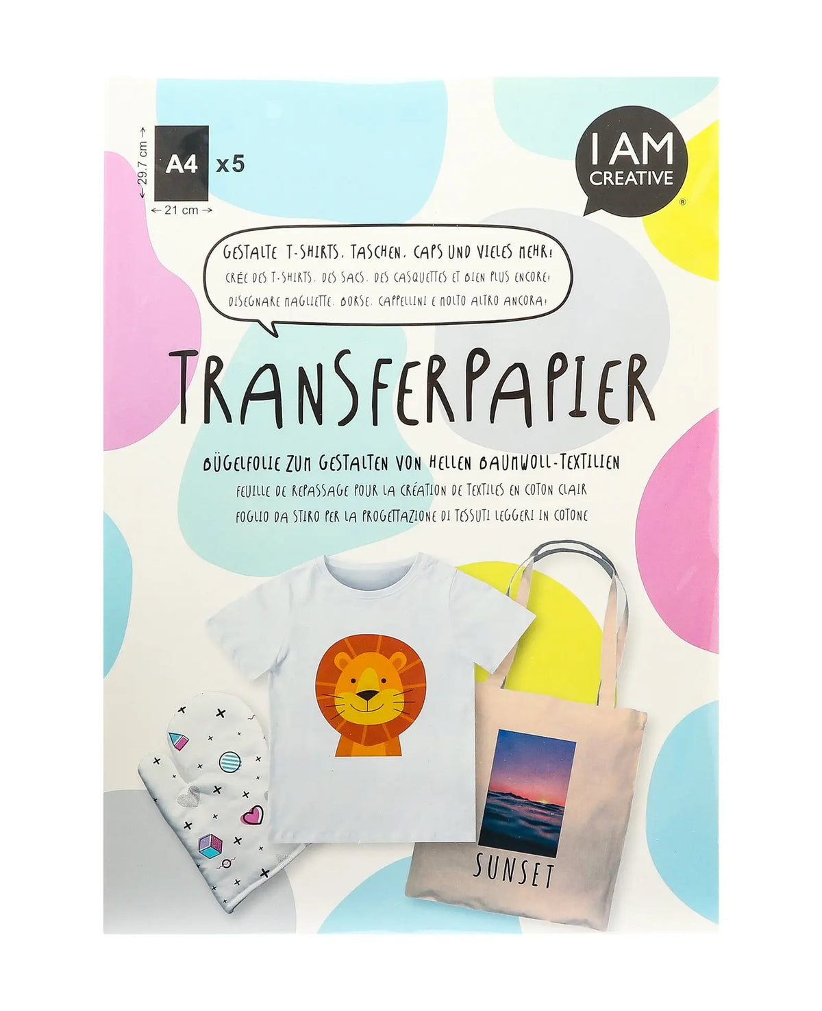 I AM CREATIVE Bügelfolie A4 4010.54 helle Textilien 5 Blatt Idealshop