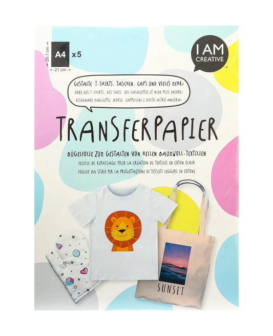 I AM CREATIVE Bügelfolie A4 4010.54 helle Textilien 5 Blatt Idealshop
