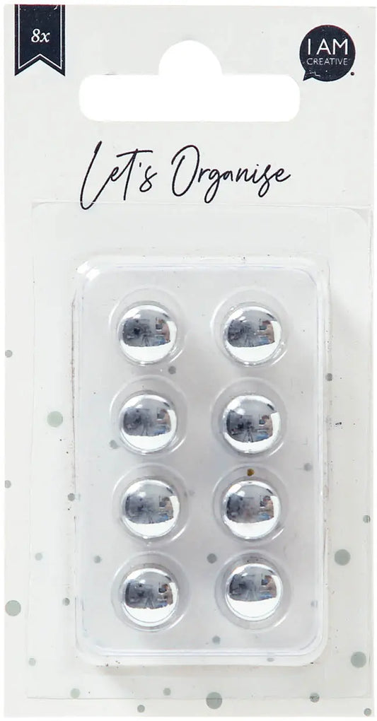 I AM CREATIVE Dekomagnet Let`s Organize 4035.38 silber, rund 8 Stück Idealshop