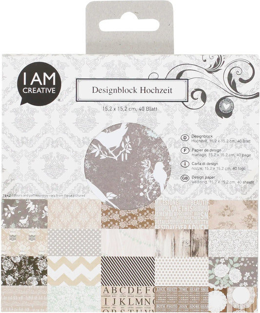 I AM CREATIVE Design Papier Set 4088.1 Hochzeit 15.2x15.2cm, 40 Stk. Idealshop