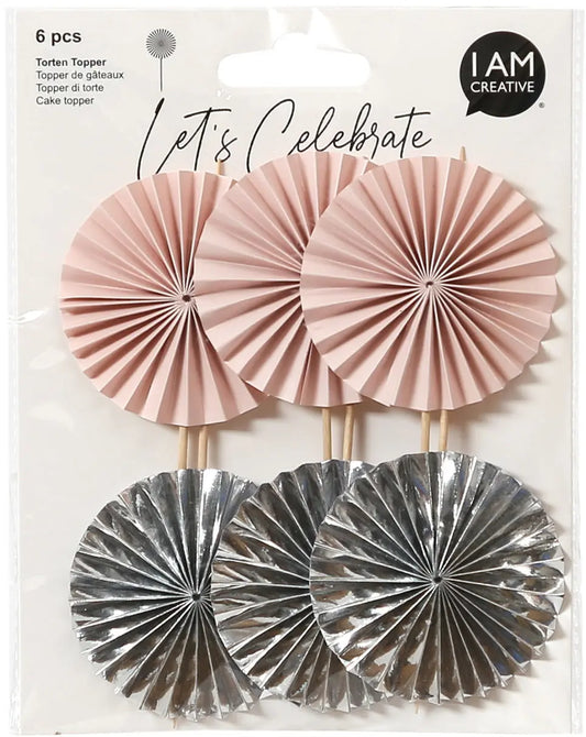 I AM CREATIVE Fächer Picker, rosa, silber 6010.944 6 Stück Idealshop