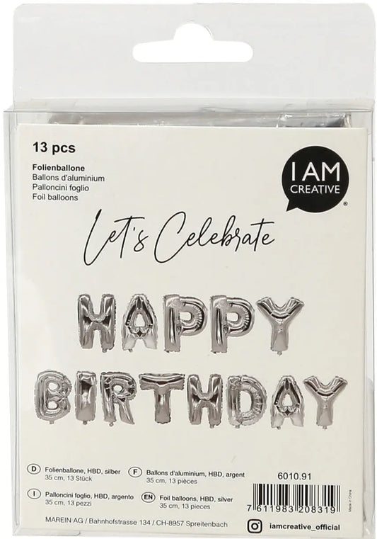 I AM CREATIVE Folienballon,Birthday 35cm 6010.91 silber Idealshop