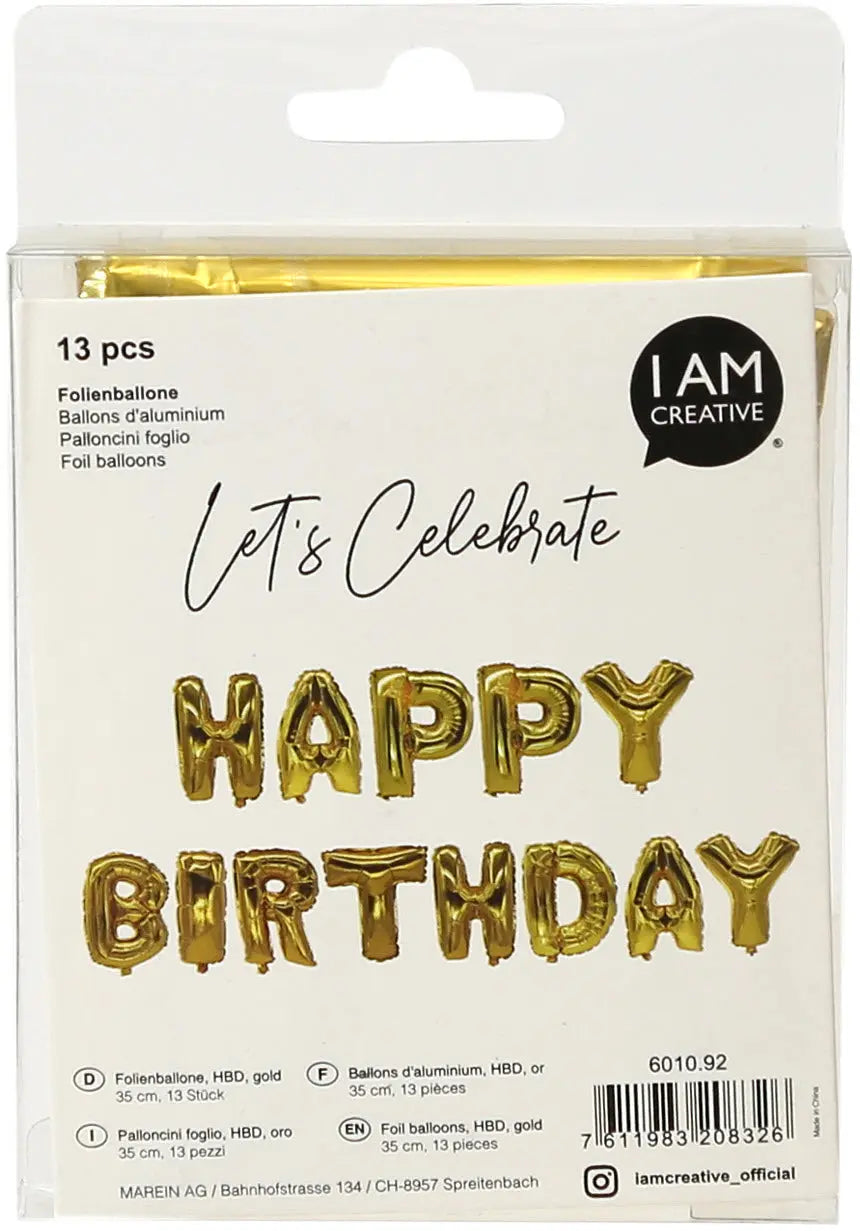 I AM CREATIVE Folienballon,Birthday, 35cm 6010.92 gold Idealshop