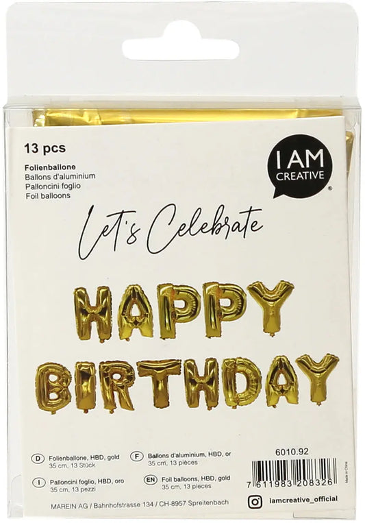 I AM CREATIVE Folienballon,Birthday, 35cm 6010.92 gold Idealshop