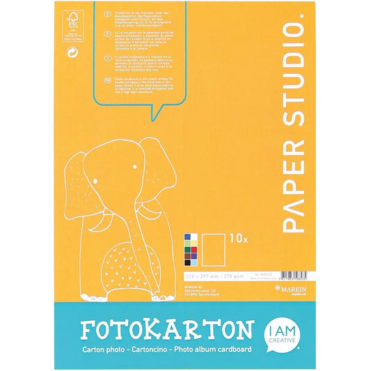 I AM CREATIVE Fotokarton-Block A4 82000.02 270g, assortiert 10 Blatt Idealshop