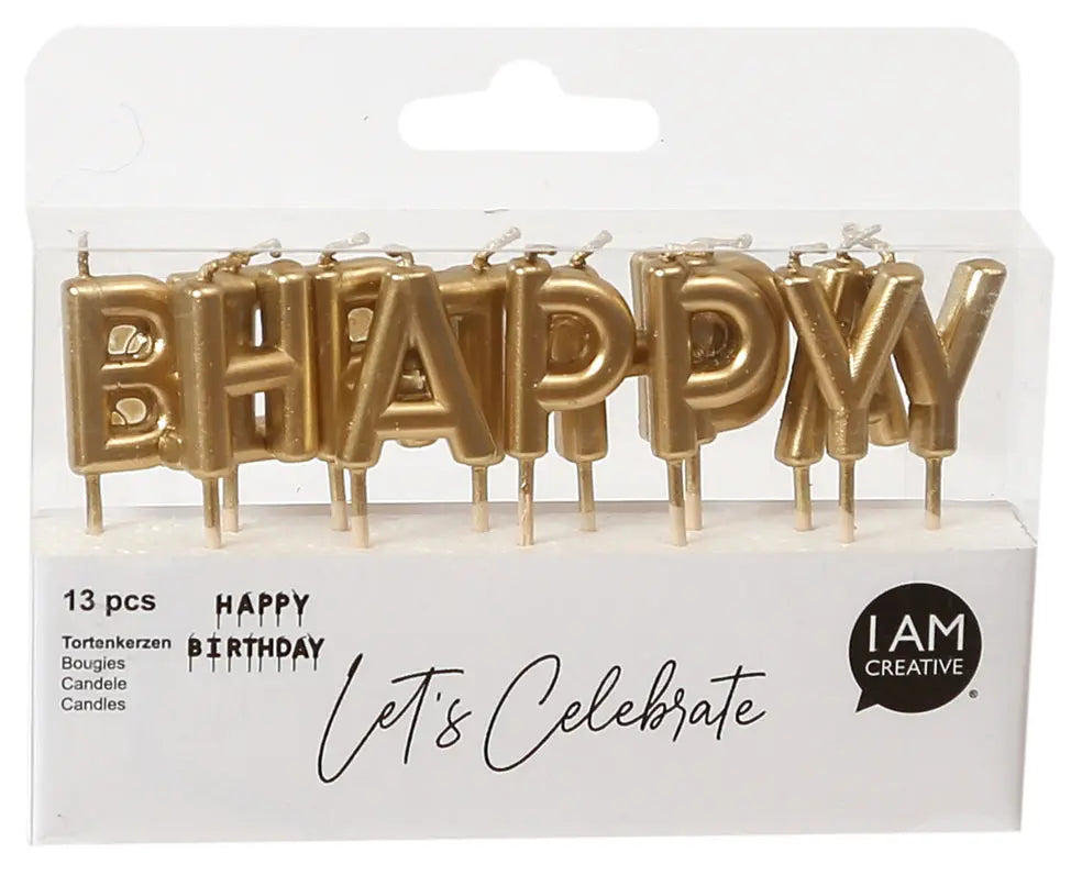 I AM CREATIVE Kerzen, Happy Birthday 6010.906 gold Idealshop