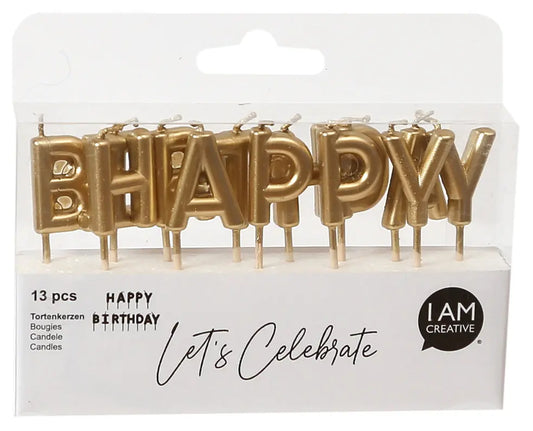 I AM CREATIVE Kerzen, Happy Birthday 6010.906 gold Idealshop