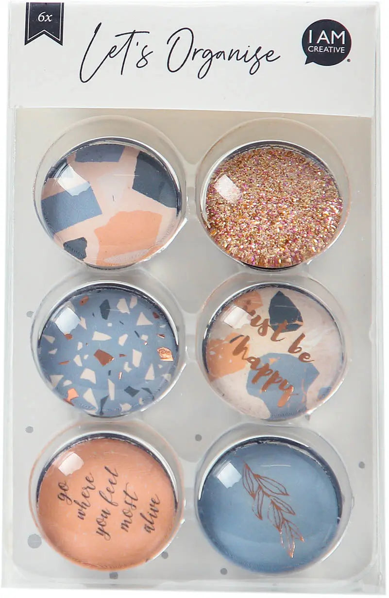 I AM CREATIVE Magnet Happy Let`s Organize 4035.54 Glas, 2.5x1cm 6 Stück Idealshop