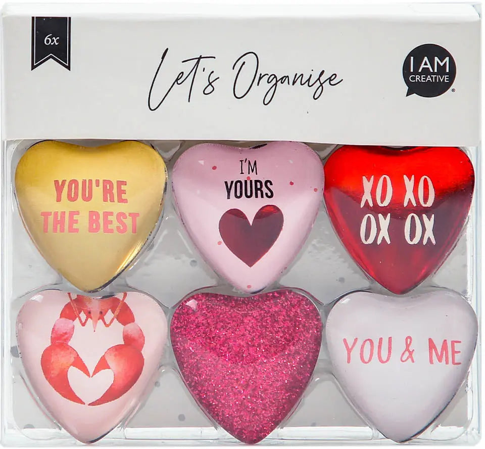 I AM CREATIVE Magnet Herz Let's Organize 4035.5 Glas, 0.9x3.3x3.2cm 6 Stück Idealshop