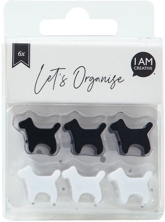 I AM CREATIVE Magnet Hund Let`s Organize 4035.53 schwarz, weiss 6 Stück Idealshop