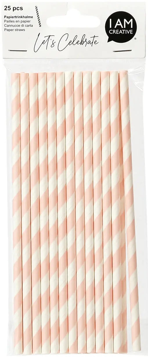 I AM CREATIVE Papiertrinkhalme,rosa,19.7cm 6010.922 25 Stück Idealshop