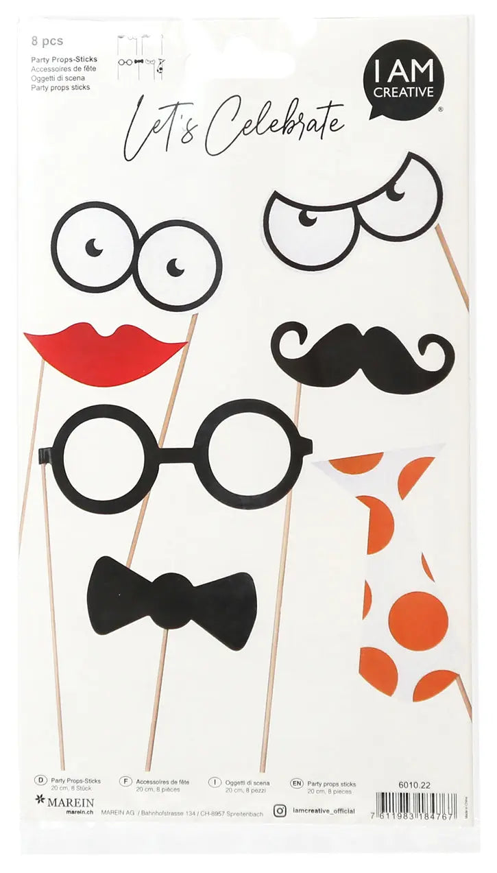 I AM CREATIVE Party Props-Sticks, 20cm 6010.22 8 Stück Idealshop