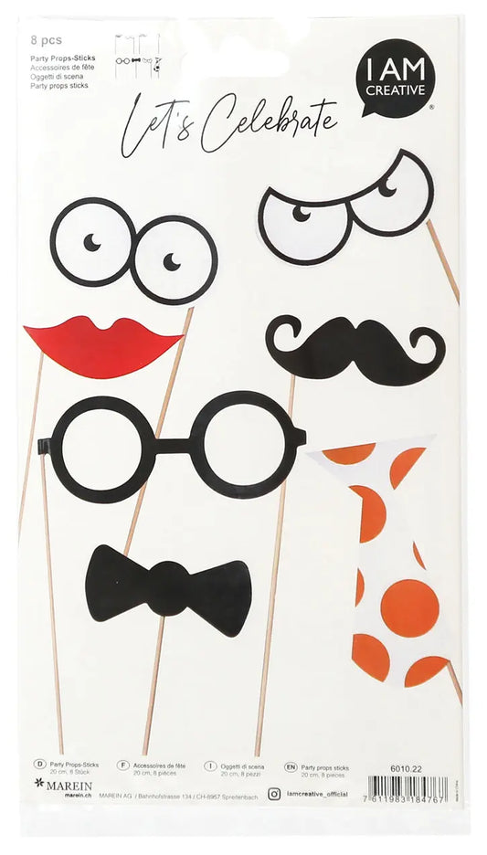 I AM CREATIVE Party Props-Sticks, 20cm 6010.22 8 Stück Idealshop