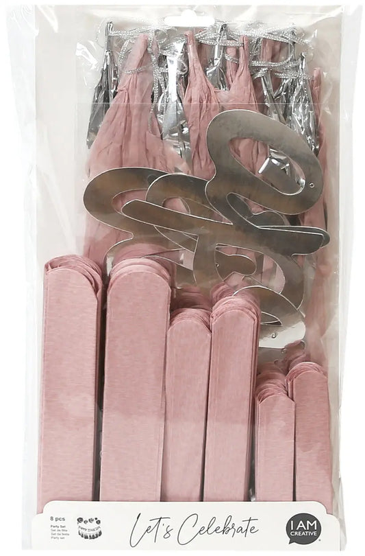 I AM CREATIVE Party Set, rosa, silber 6010.982 8 Stück Idealshop