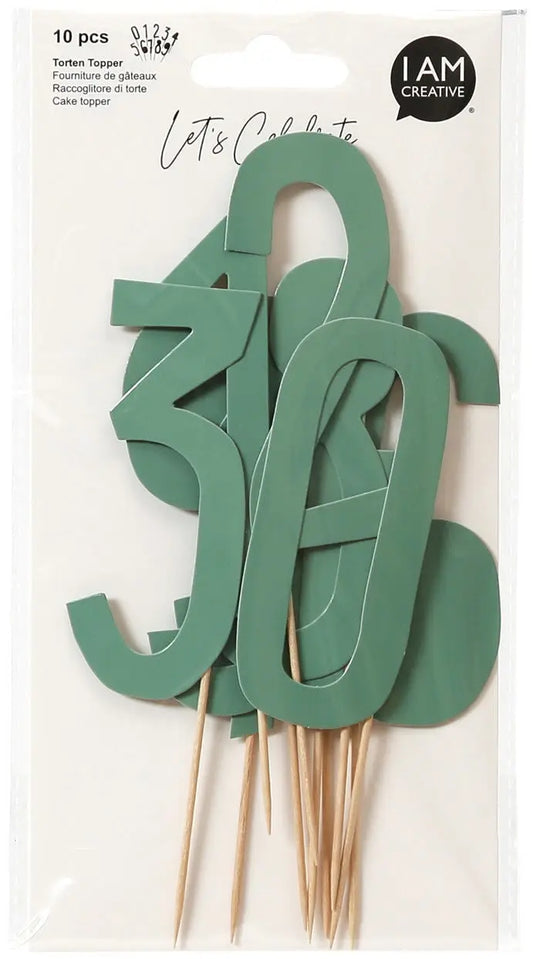 I AM CREATIVE Torten Topper,Zahl,mint,13cm 6010.943 10 Stück Idealshop