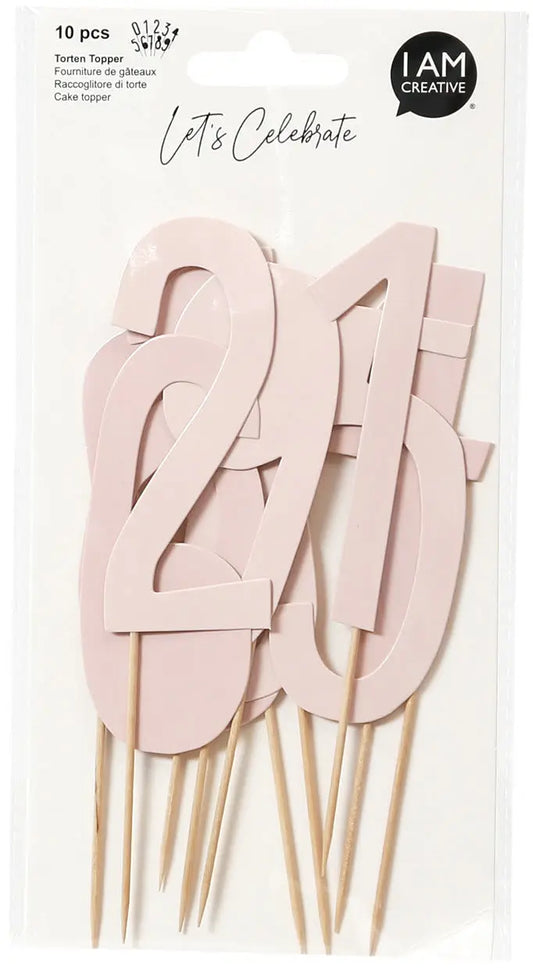 I AM CREATIVE Torten Topper,Zahl,rosa,13cm 6010.942 10 Stück Idealshop