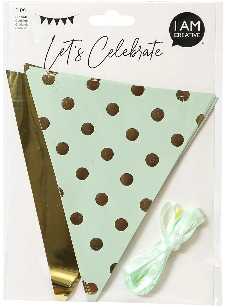 I AM CREATIVE Wimpelgirlande, 3.6m 6010.976 mint, gold Idealshop