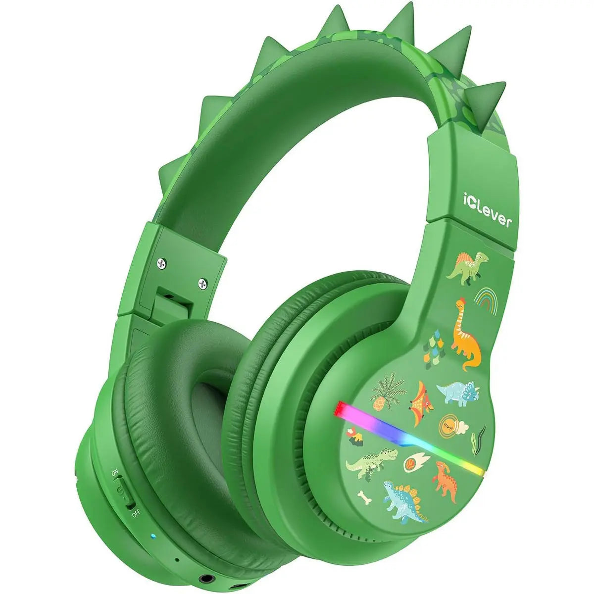 ICLEVER Kids Bluetooth Headphones C03-1702N-38 BTH12, LED, 55h, dinosaur Idealshop