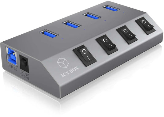 ICY BOX 4 Port Hub & Charger USB 3.0 IB-HUB1405 Aluminium Idealshop