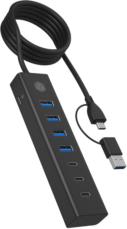ICY BOX 7-Port USB 3.2 Gen 1 Hub IB-HUB1737-C3 3x USB-C & 4x USB-A Idealshop