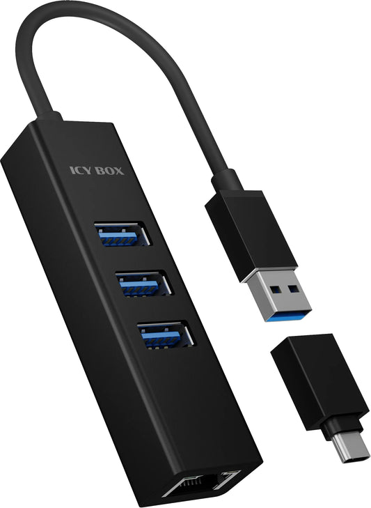 ICY BOX USB Hub & Gigabit Eth. LAN IB-HUB1419-LAN 3x USB-A Idealshop