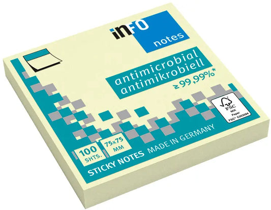 INFO Haftnotizen 75x75mm 5154-01 antimikrobiell, gelb 100 Blatt Idealshop