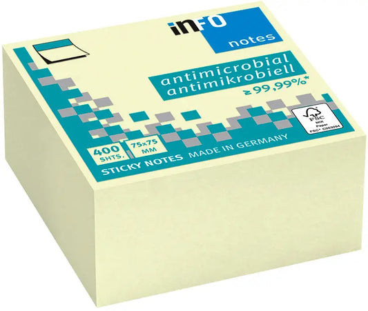 INFO Haftnotizen Cube 75x75mm 5120-01 antimikrobiell, gelb 400 Blatt Idealshop
