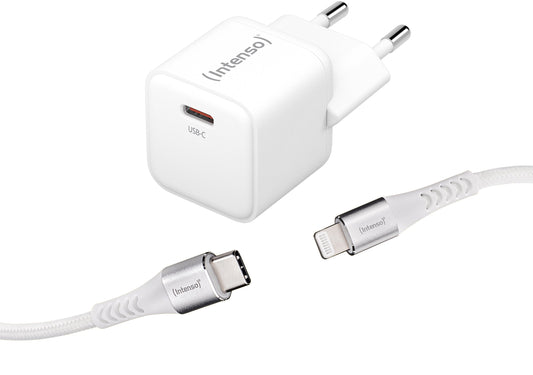 INTENSO Power Charger 30W GaN 1x USB-C 7803052 +Cable USB-C - Lightning white Idealshop
