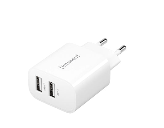 INTENSO Power Adapter W24AA Charger 7802412 24W, 2x USB-A, white Idealshop