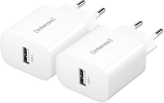 INTENSO Power Adapter W5A Charger 7800522 5W, USB-A, white double pack Idealshop