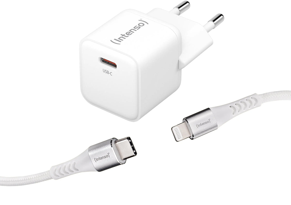 INTENSO Power Charger 30W GaN 1x USB-C 7803052 +Cable USB-C - Lightning white Idealshop